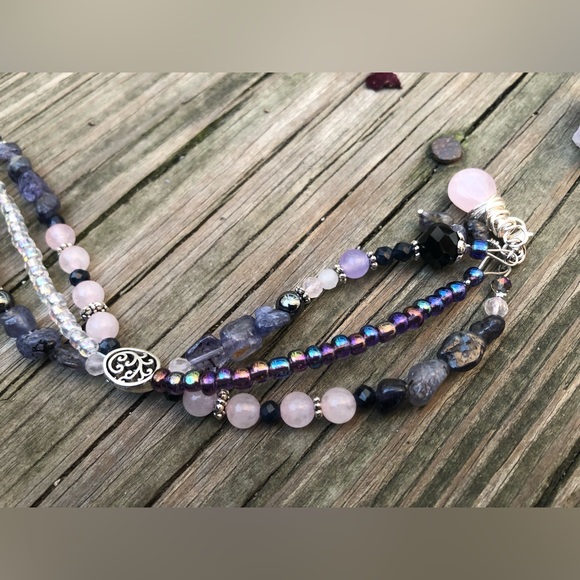 Handmade Multi Layer Mixed Media Iolite Gemstone Charm Bracelet - Picture 13 of 16